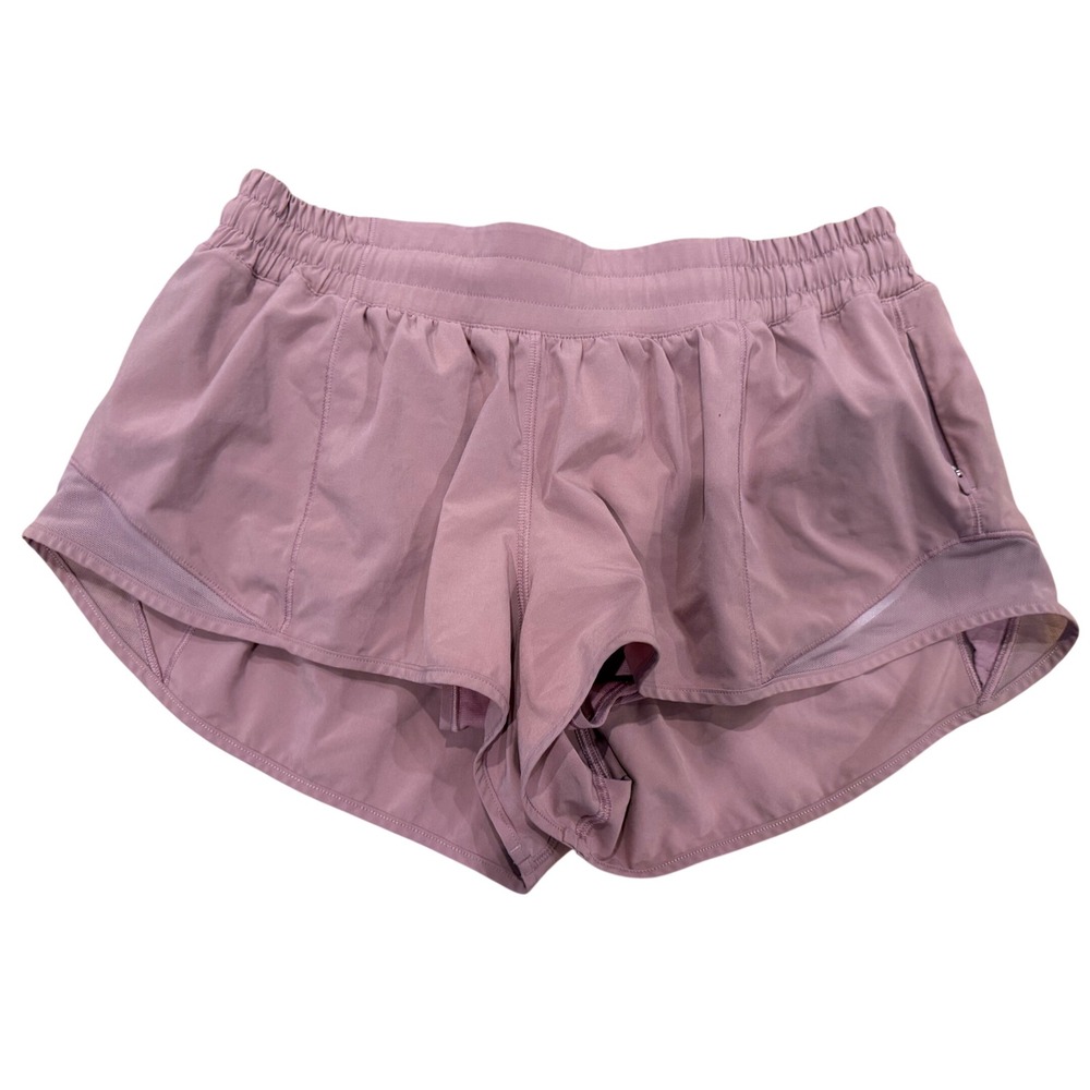 Lululemon Hotty Hot High Rise Lined Shorts Mauve Pink Running Training Size 8